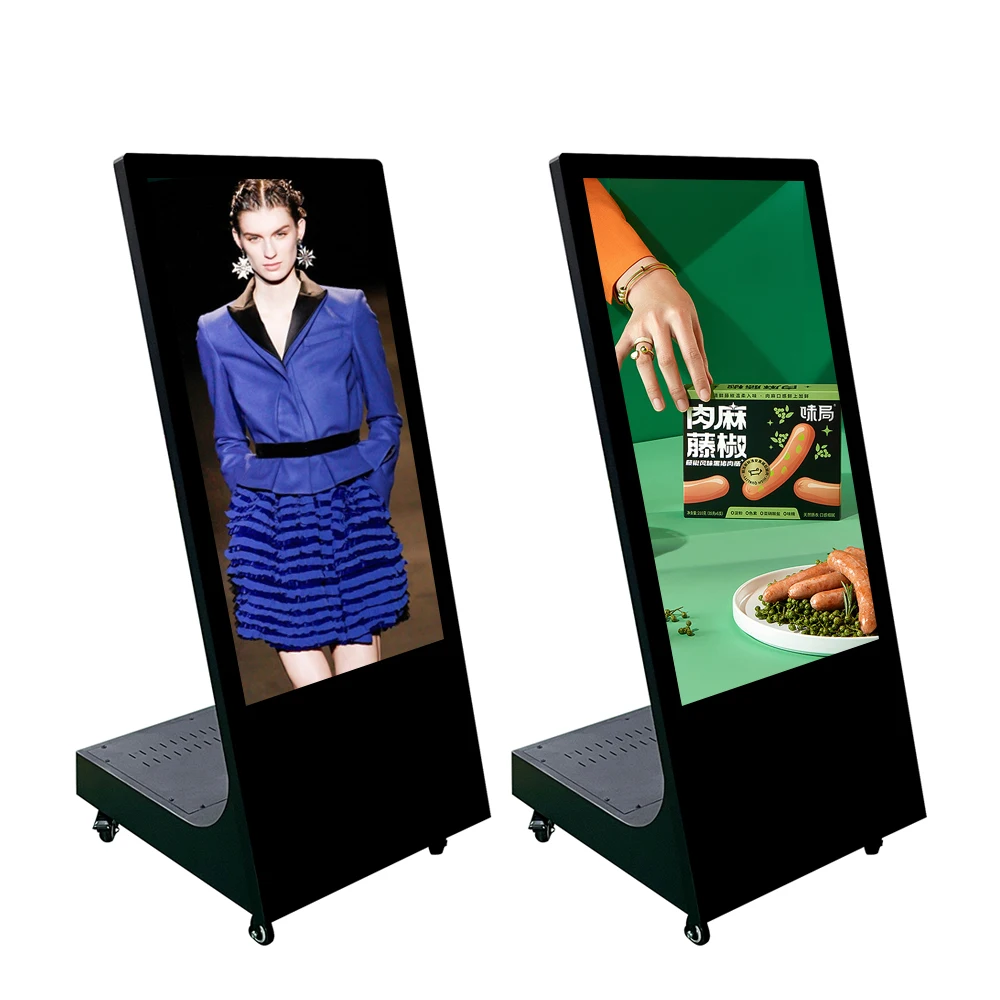 43 Inch Standalone Totem Kiosk Foldable Portable Advertising Battery Powered Digital Signage Lcd Poster Screen Display