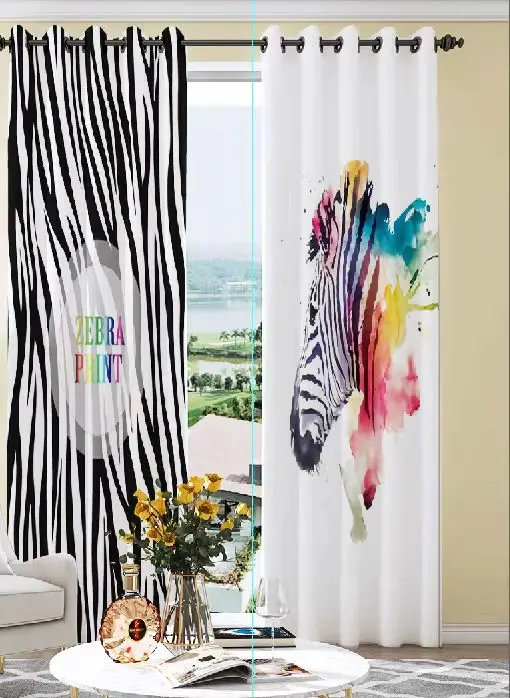 Jiuang Textiles Custom Cartoon Pattern Printing Curtains Window Blinds Blackout Curtain for the Living Room