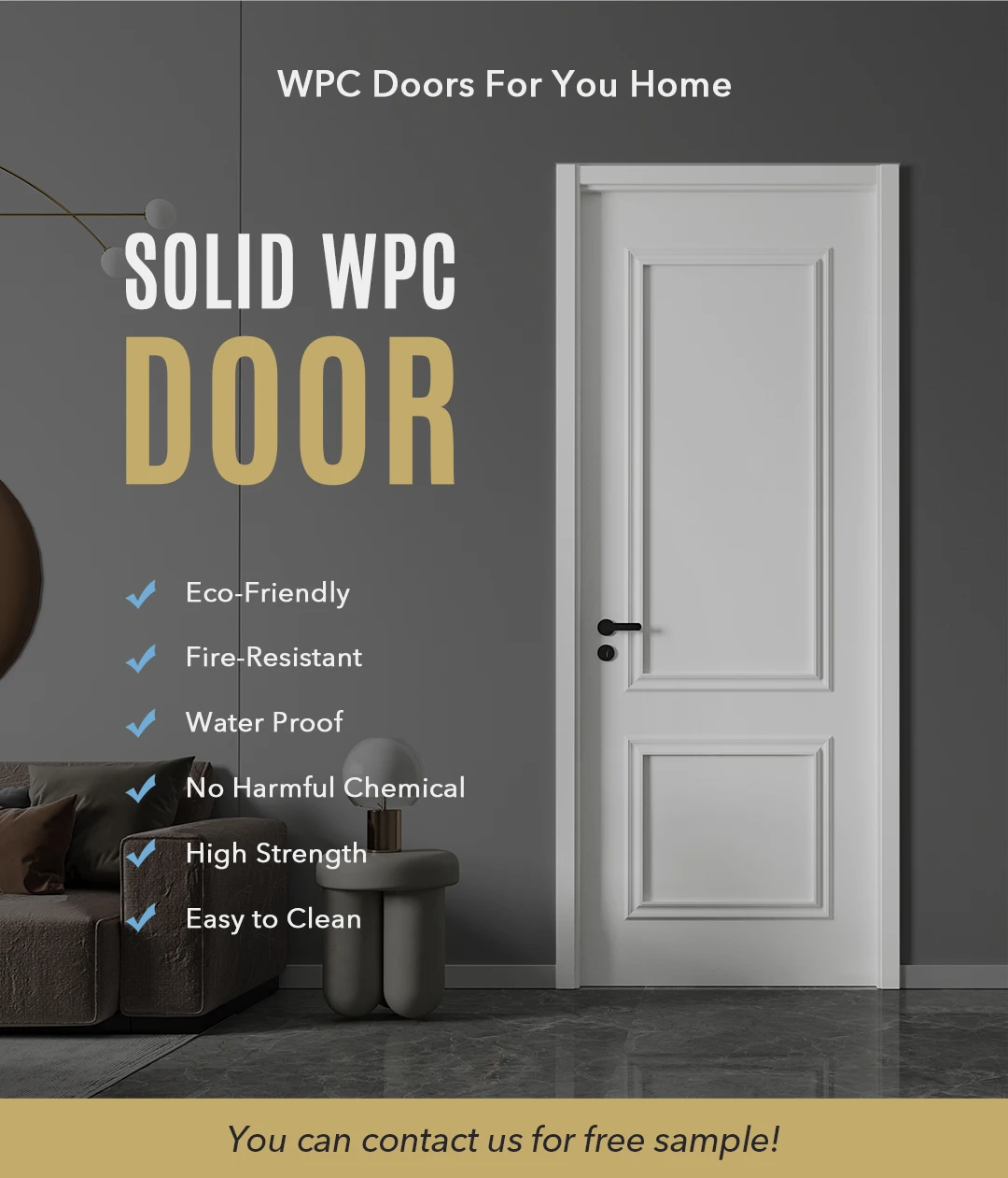 Interior Modern WPC Door Wood Doors Interior Room Custom Wooden Door For House