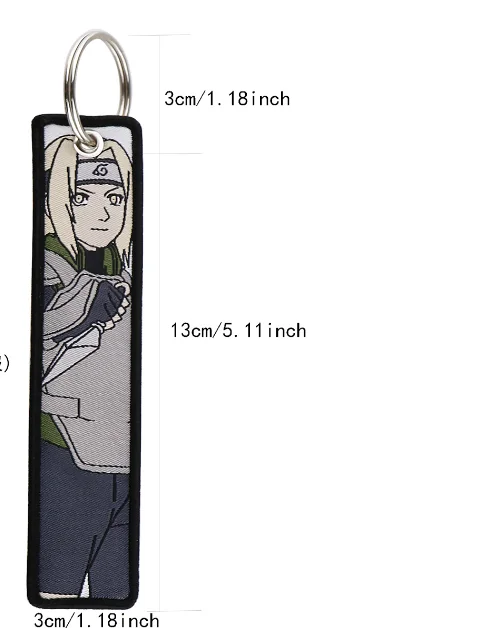 15 Design Wholesale Luffy Zoro  Fabric Embroidery Woven Keychains Cartoon Nami Chopper Anime Key Ring Tag Car Key Chain in Stock