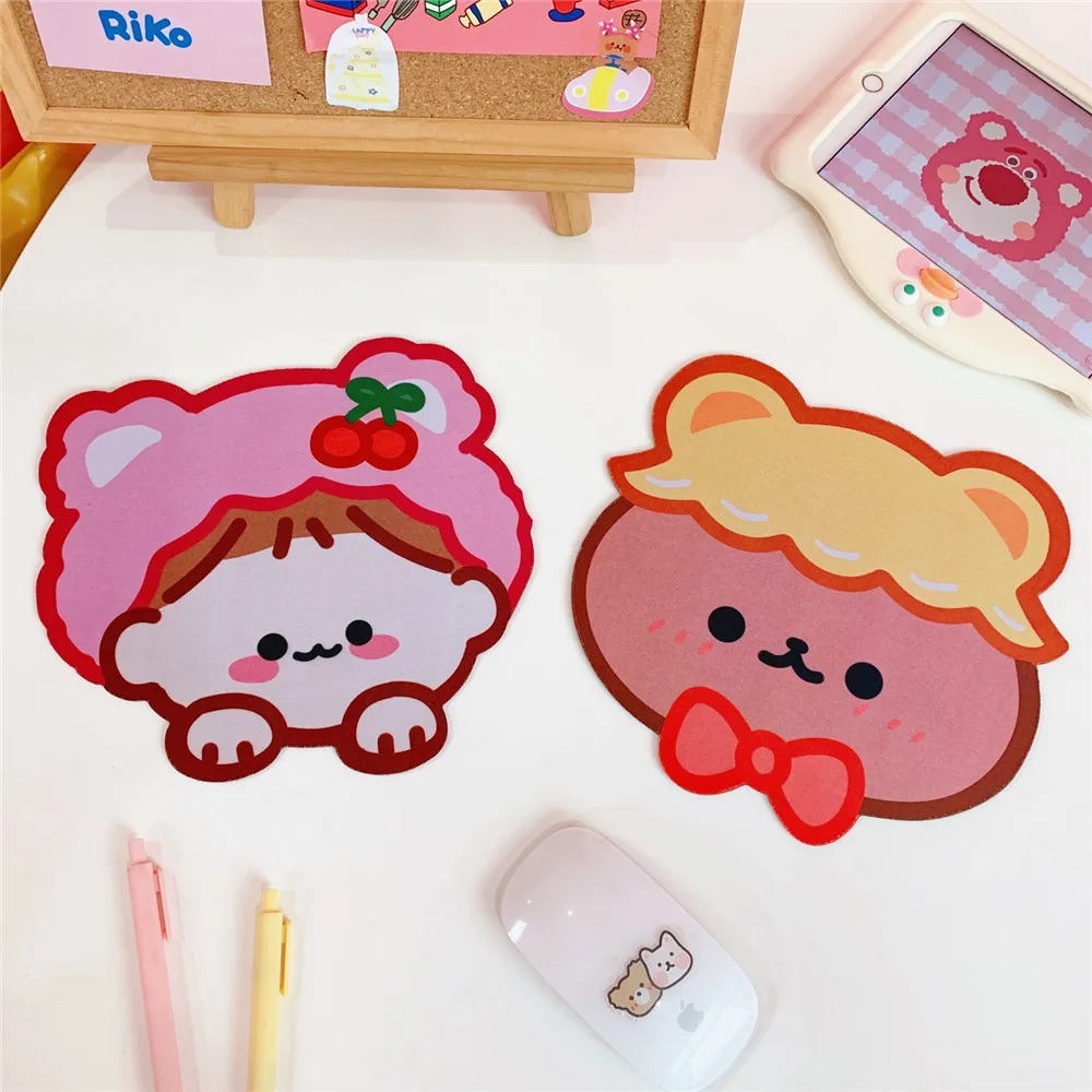 INS Kawaii милый кролик Подгонянные логос резиновый коврик для мыши с медведем из мультфильма мышки