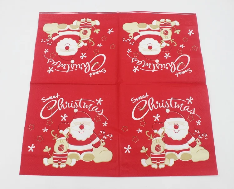 Food-grade Print Christmas Santa Paper Napkins Tissue Napkin Servilleta For Christmas Party Decoration 33*33cm Or Customized