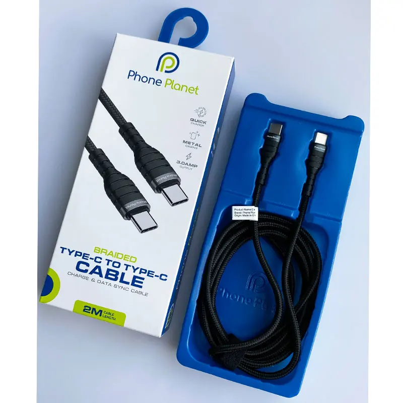 Phone Planet 1.2M Aluminum Alloy PP Yarn Braid Fast Charging Data Type C For Type C Cable For Oppo Vivo
