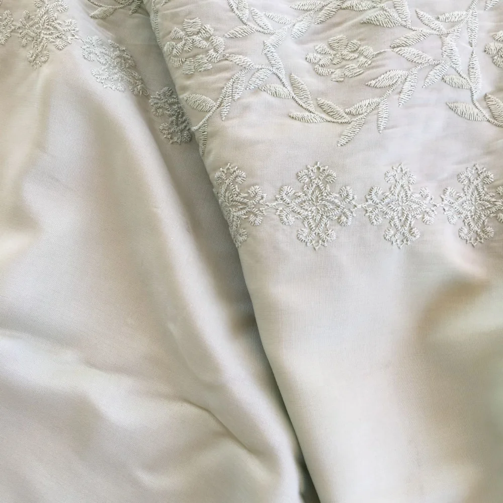 Embroidery polyester&rayon blend fabric for dress/ EMB 58%poly&42%rayon fabric / hot sales fabric for tops