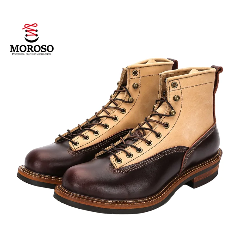 Hot New England Style Leisure Hiking Boots Mens Cow Leather Work Shoes