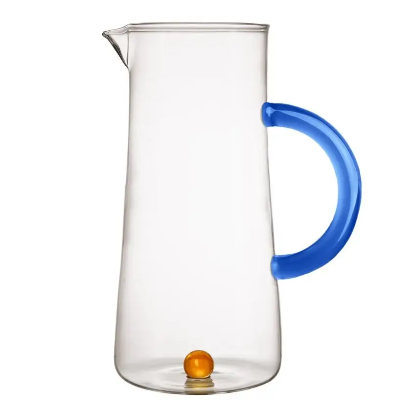 Wholesale Customized Heat Resistant Glass Iced Tea Pitcher Water Jug With Colored Round Ball Inside