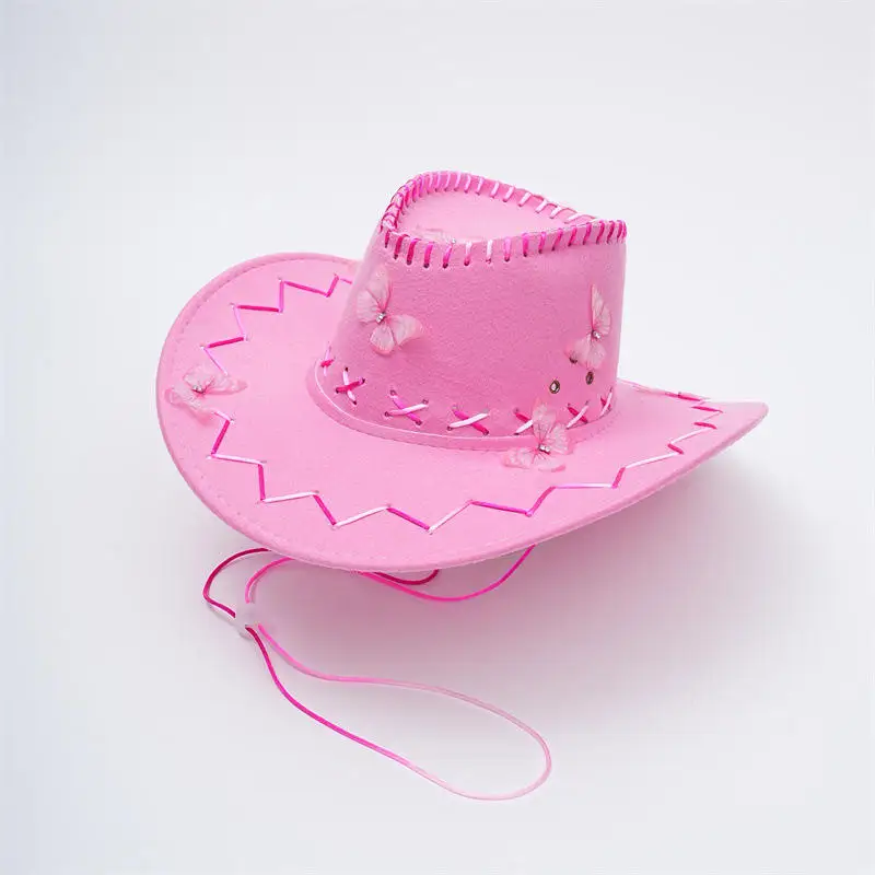 2024 New Style Summer Autumn Cowgirl Lady Spice Wind Sun Sunscreen Large Brim Seaside Vacation Custom Beach Bucket Cowboy Hat