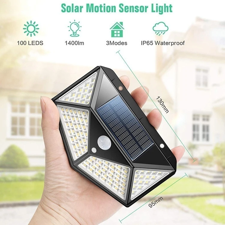 IP65 Waterproof Solar Motion Sensor Outdoor Fence Lights with 3 Lighting Modes Solar Powered Outdoor Lights for House