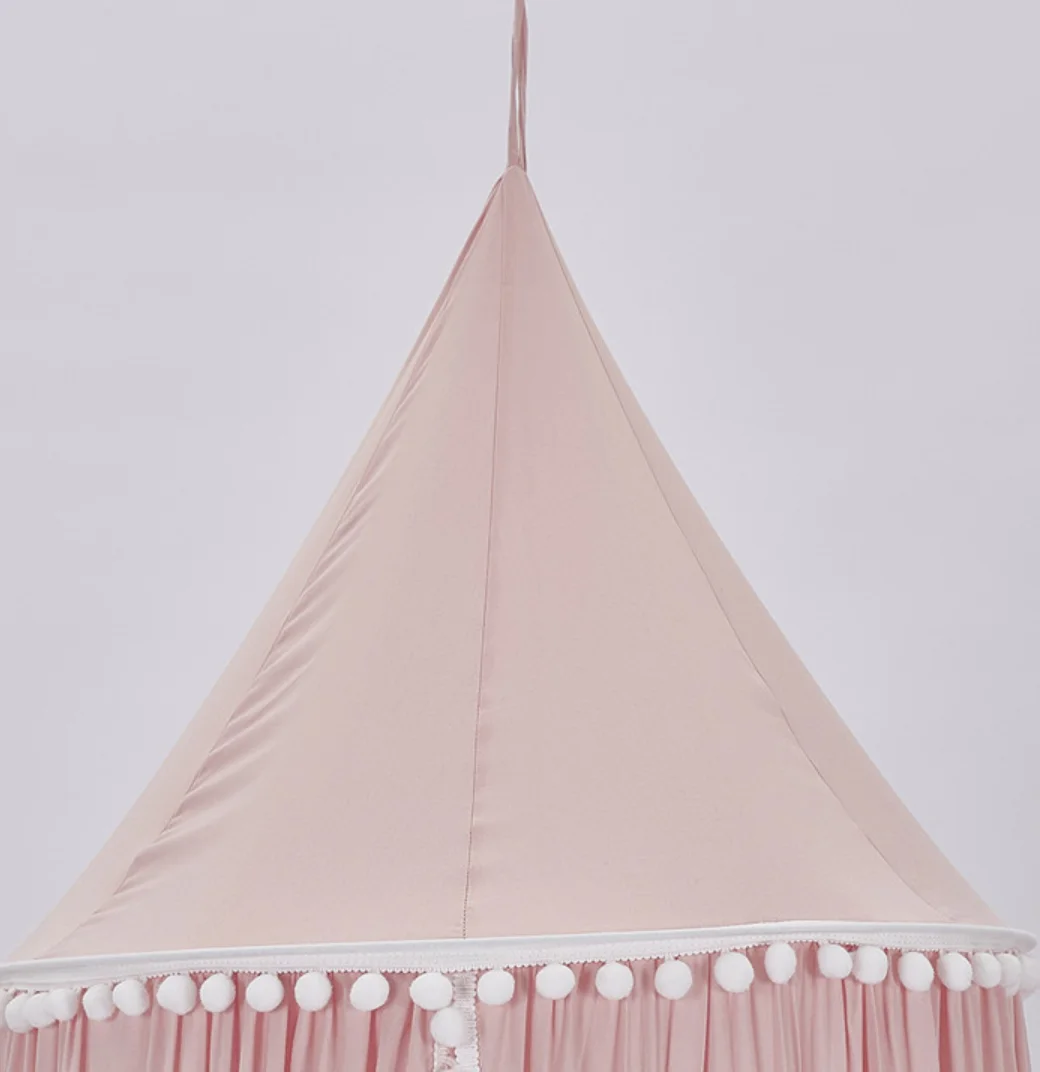 PLHMIA-Baby Bed Canopy Curtain Round Top Dome Hanging Mosquito Net Cover For Bedding Room