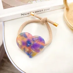 Hot Sale High Elastic  Acetate Heart Shape Hair Band Women Pony Tail Scrunchies Hair Bands For Ladies
