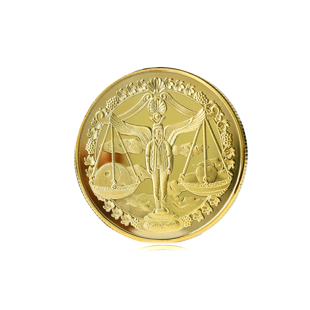 European fashionable gold lucky shiny sun rise 12 constellation coin