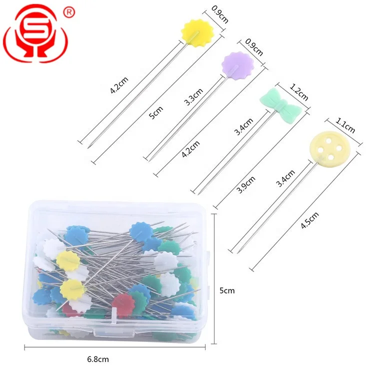 
100 Pieces Bow Tie Shaped Flower Head Pins Flat Head Straight Pins for Sewing Quilting 