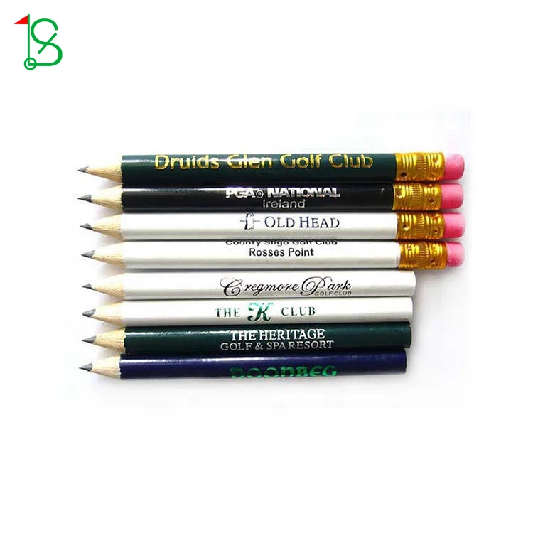 Custom Printing Logo Mini Colored Pencil Hex Bulk High Quality Golf Pencils with Erasers