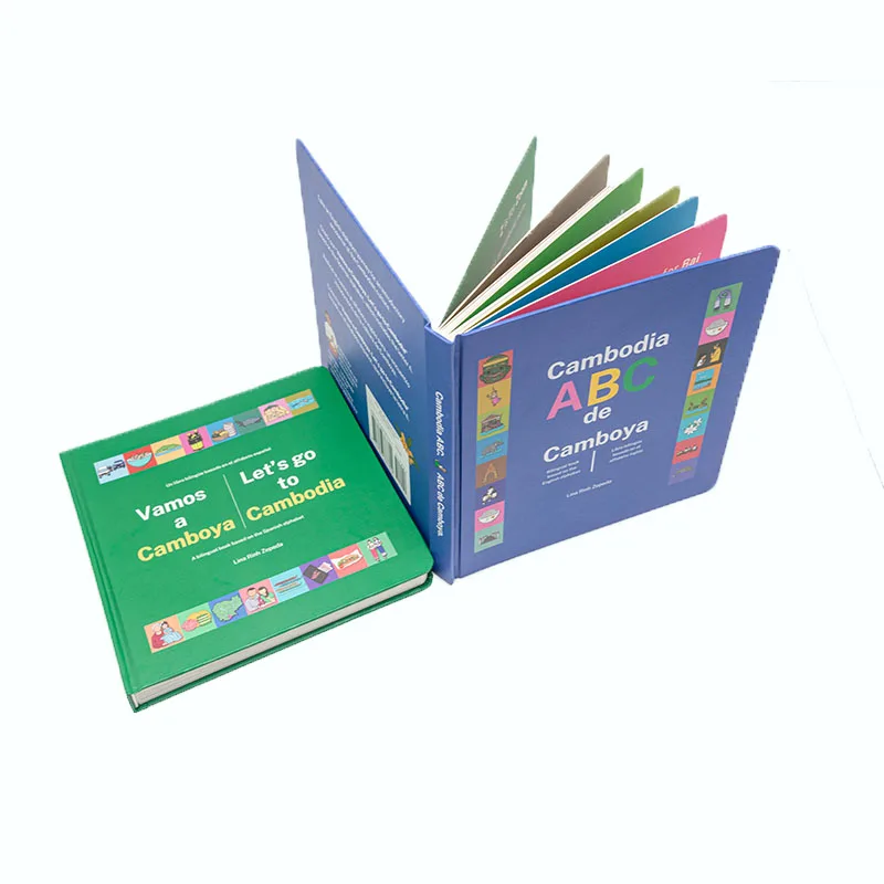 Custom Kids Hardcover Board Book Printing Services Children Thick Board English Books Round Corner White Cardboard CMYK Gua