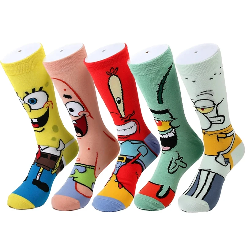 2024 designer Sponge bob Socks Patrick Star Squidward Tentacles Cartoon Pure Funny Cotton Long Tube Calcetines anime Socks