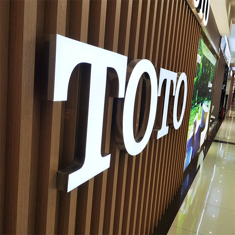 Outdoor 3d shop name illuminated logo designs led acrylic board letters sign