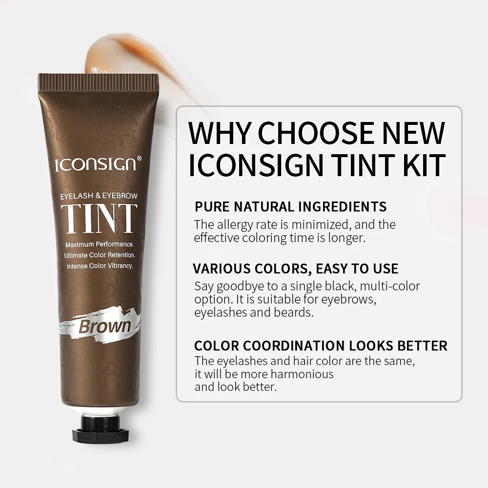 Iconsign Многофункциональный натуральный черный и коричневый 25 мл набор для бровей ресниц с индивидуальным логотипом