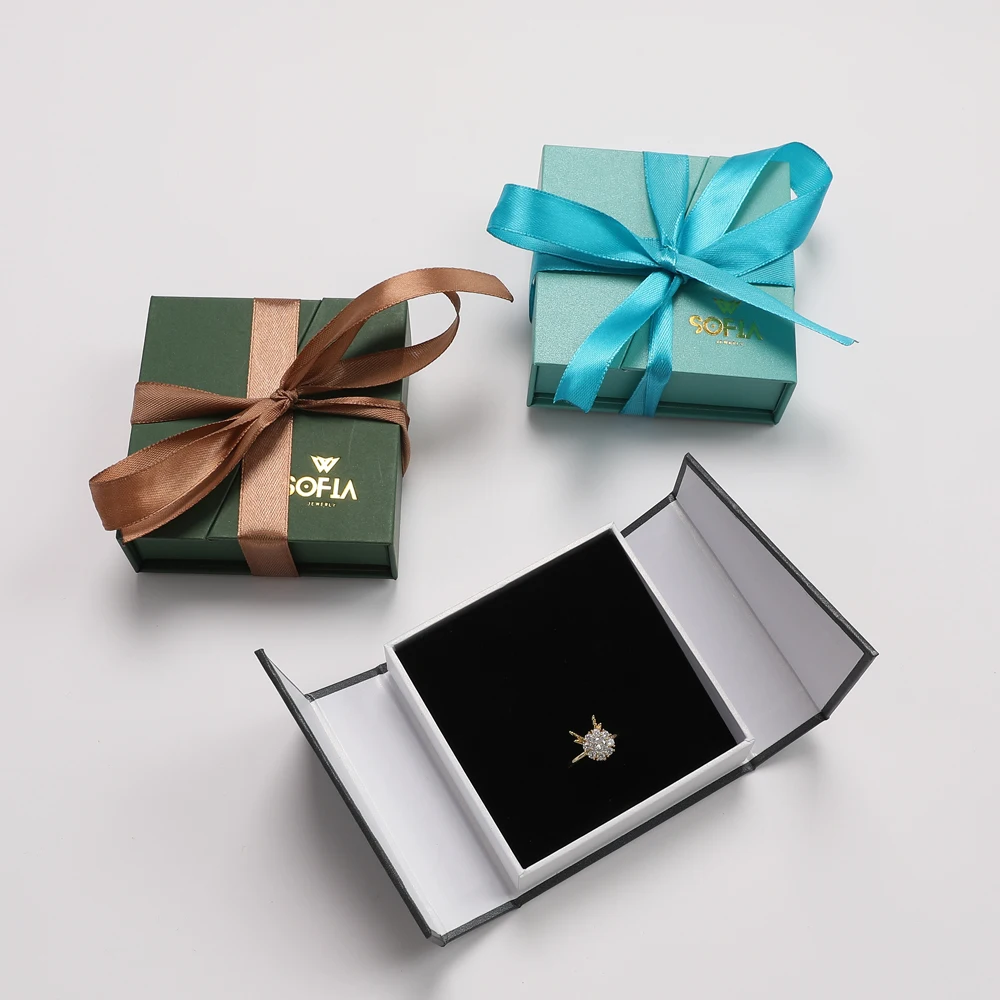 Custom Logo Luxury Double door Jewelry Packaging Necklace Paper Box Handmade eco-friend Jewellery gift Boxes With Ribbons