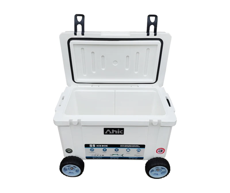 50l plastic large custom cooler plastic can beer insulated food box ice chest cooler box with wheel for outdoor fishing