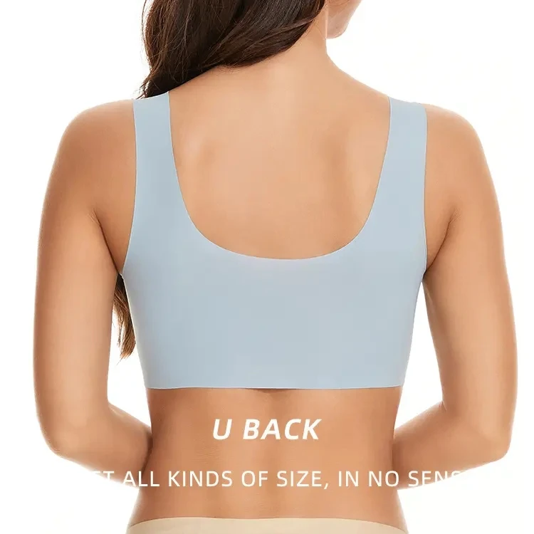 I-0127 Custom Bra Large Size Mesh Tank Top Camisole Underwear Yoga Gym  Knitted Bras Wire Free Thin Sports  Women Seamless Bra