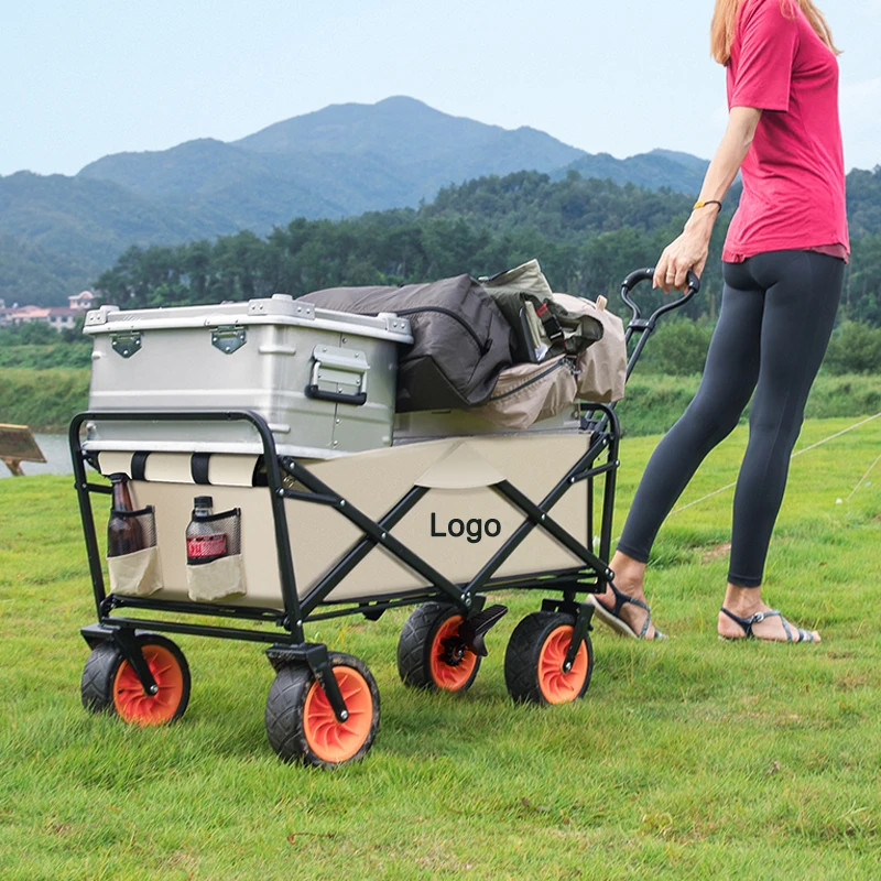 Foldable 4 Wheel Trolleyl Wagon Hand Garden Collapsible Portable Folding Cart Trolley