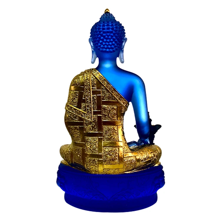 Большинство людей любят его Королевский Синий Золотой антикварный сидячий домашний декор Будда медицина ваджрейана Будда