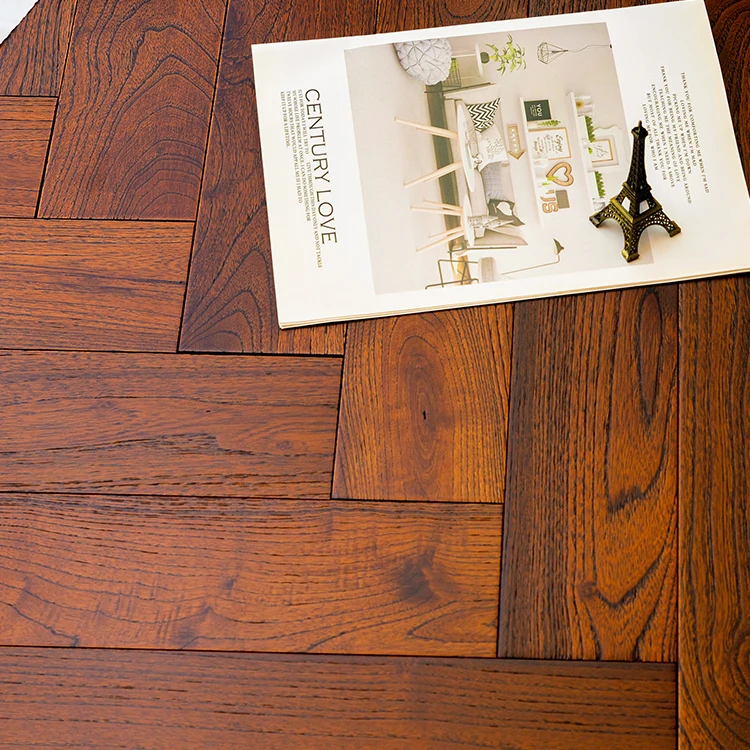 Solid Antique Hand Scraped Asian Teak Parquet Flooring