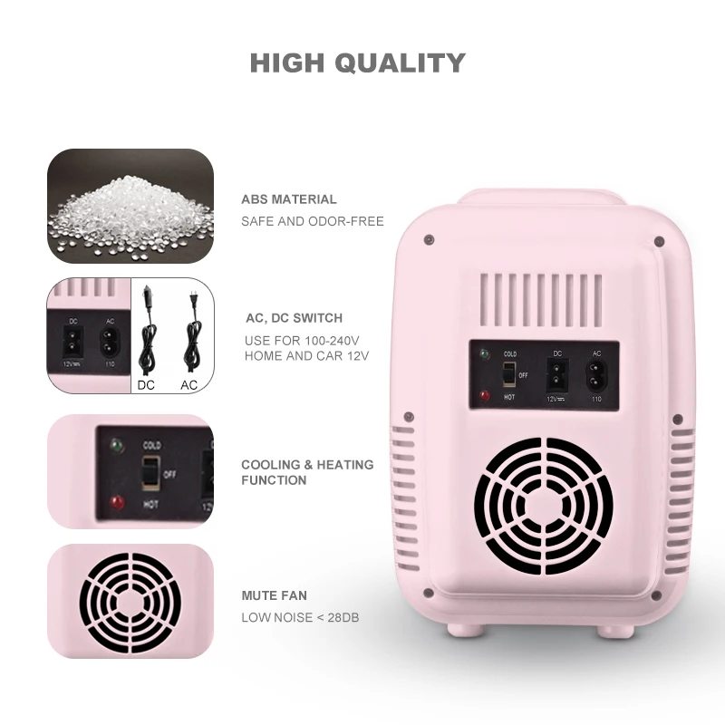 Factory  OEM Customize Retro Design 4L 6 Cans Cooler Warmer Mini Fridge skincare fridge for car and home