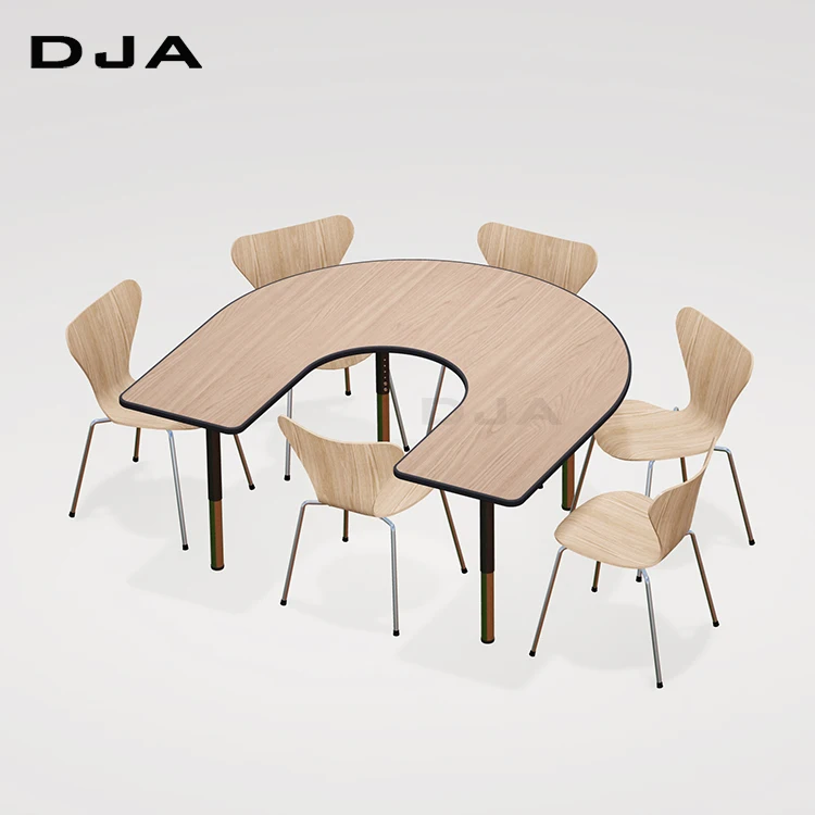 Europe style U shape  modern  old cheap school classroom MDF durable edge desk chair and table used school furniture for sale