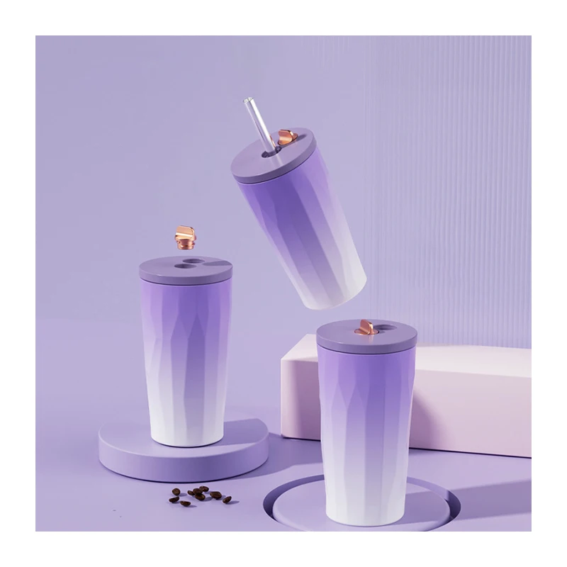 Wholesale water bottle insulated drink tumblers stainless steel vacuum 700ml tumbler travel car cup mug hot and cold with straw