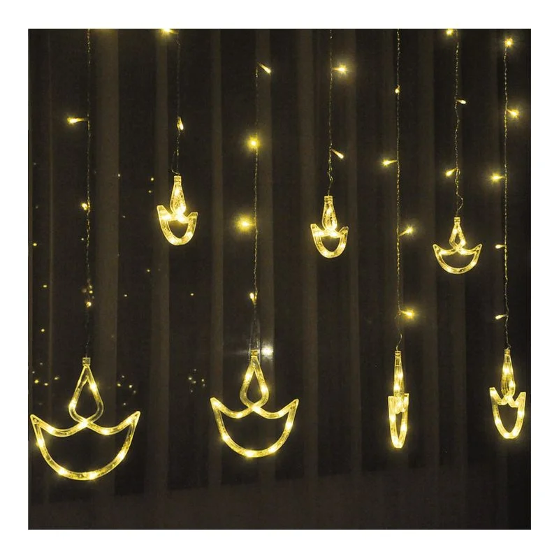 110/220V Diwali India Fairy Divas Diya Curtain Lamp Ramadan Muslim EID Window Garden Party Holiday Decoration LED String Light