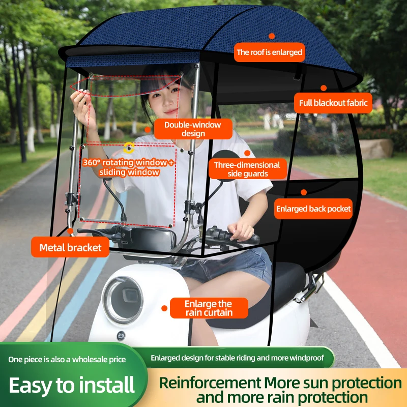 Best Seller New Poncho Electric Vehicle Polyester Sun Shade Rain Cover Motor Motorbike Scooter Motorcycle Umbrella