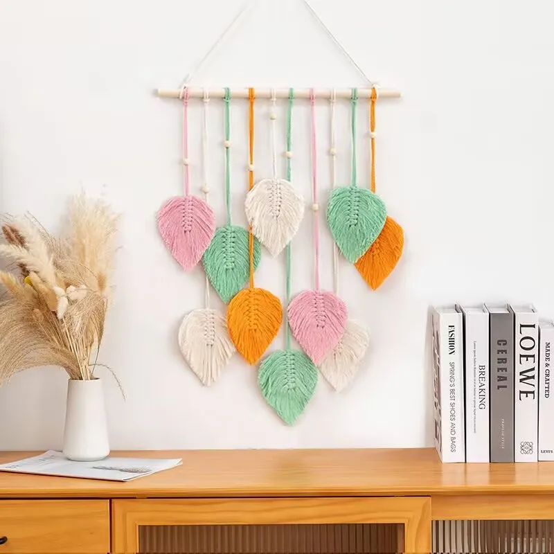 New home wall hanging hand-woven leaf tapestry in various colors room decoration