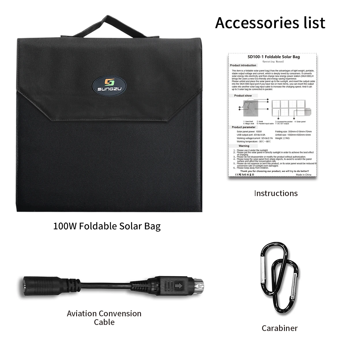 
100W Solar Power Folding Solar Panel 