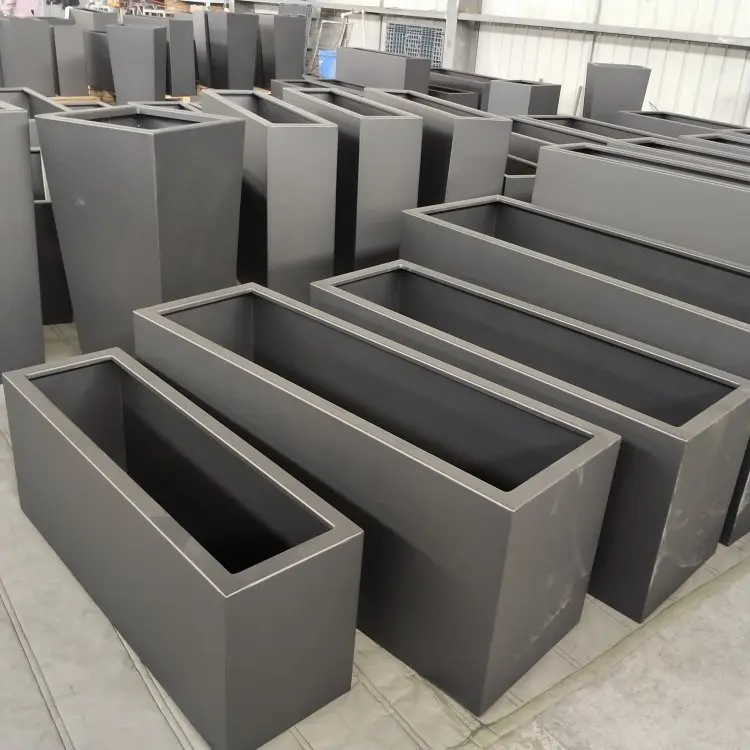 Factory Sales Light Weight Durable Large Black Tall Metal Steel Planter box For Home And Garden