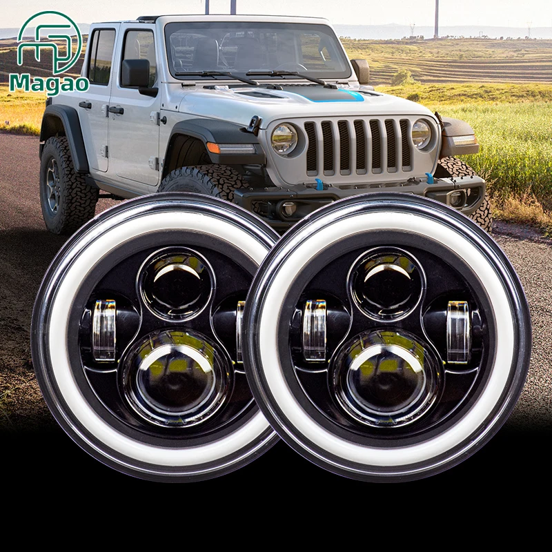 Led Headlight 7 Inch Hi-Lo Beam 90W Black/Chrome/Yellow for Jeep Wrangler 1997-2017 Motorcycle Lada Niva Offroad 4x4