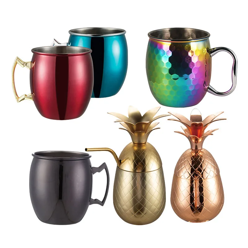 Spray paint electroplated 12oz 16oz 18oz 20oz stainless steel silver gold moscow mule copper mug laser printing stamping logo