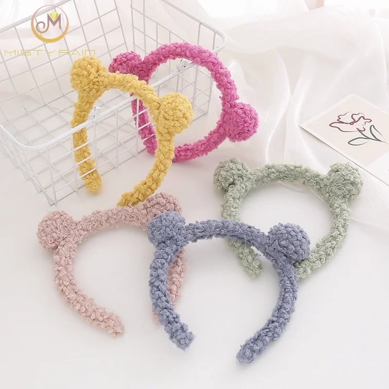 New cheap  lovely pressure hair accessories coral fleece Bear ears plush makeup headband