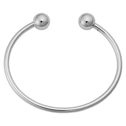 Ball End Open Cuff Bangle Bracelet