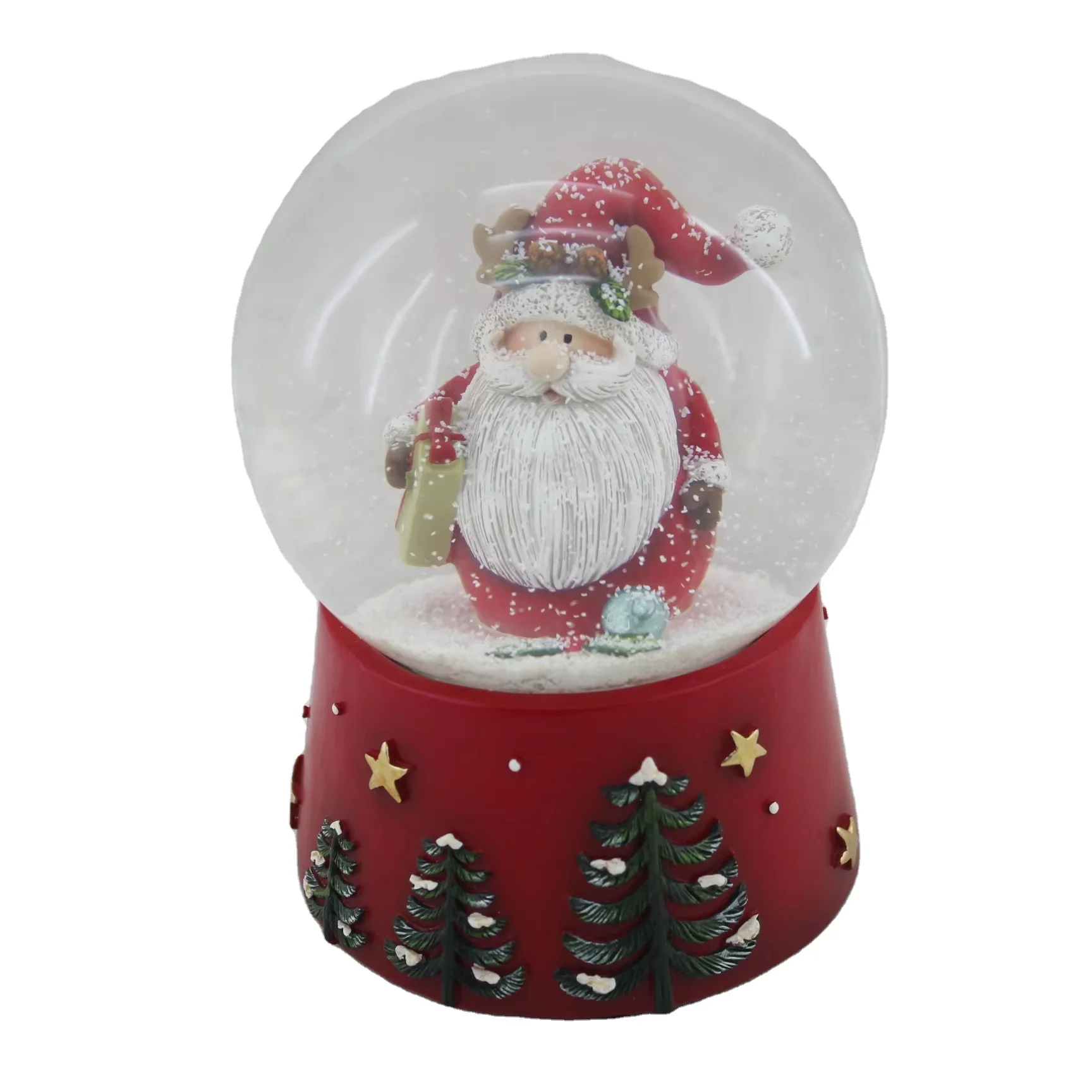 Handmade Santa Cardinal Christmas Snow Globe Ball Plays Frosty The Snowman Souvenir Gift