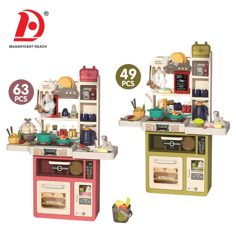 HUADA 2023 Girls Indoor Pretend Play Interactive Game Child Simulation Mist Kitchen Cabinets Toy Set For Kid
