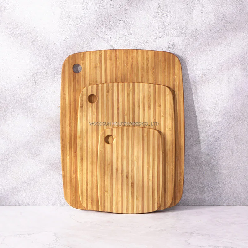 Woodsun Vertical Stripes Design Cutting Board Set Bamboo Chopping Board Bamboo