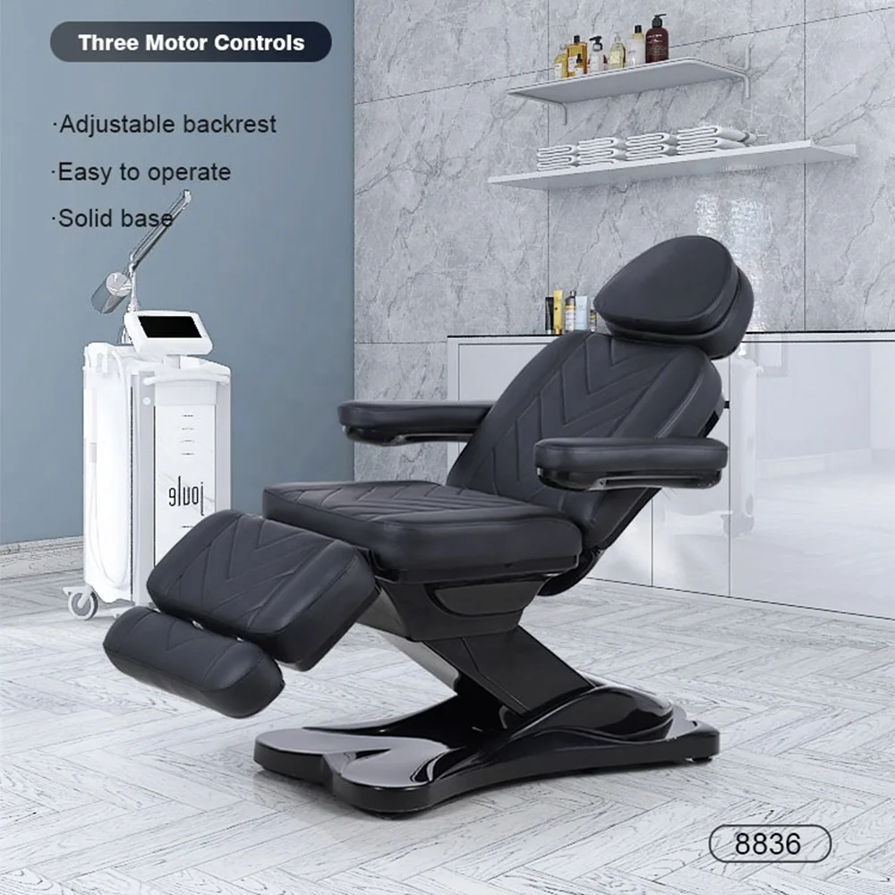 In Store Black 3 Motors Spa Salon Treatment Electric Massage Table Esthetician Beauty Facial Bed Cosmetic Couch Chair