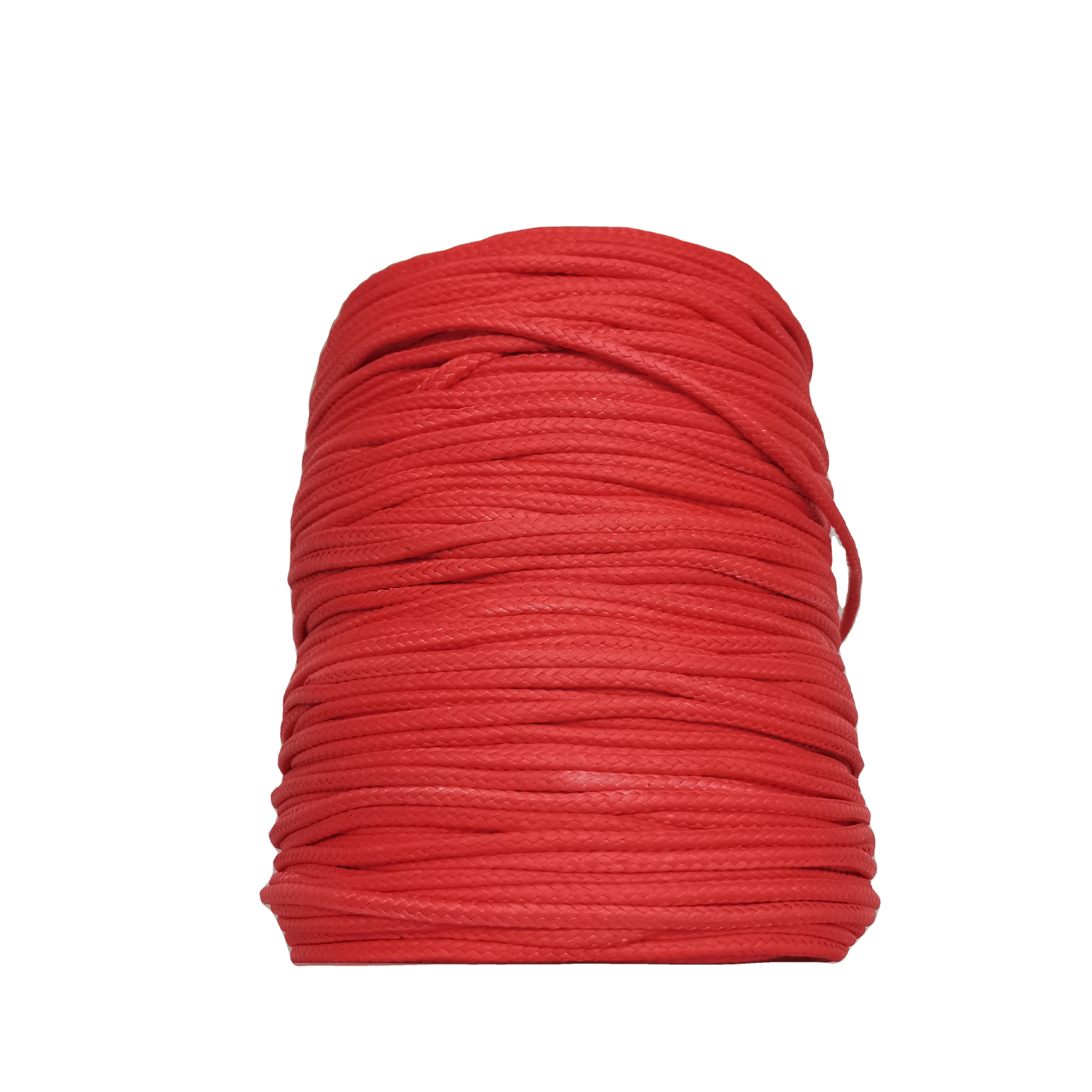 Red Color 12 Strand UHMWPE Braided Winch Paraglider Line Rope 4mm/5mm With High Breaking Strength
