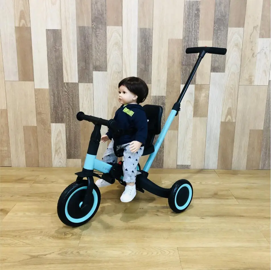 Brightbebe Популярные От 1 до 5 лет дети безопасности 3 самобалансирующийся скутер велосипед трехколесный складная детская ручкой нажима детского трехколесного