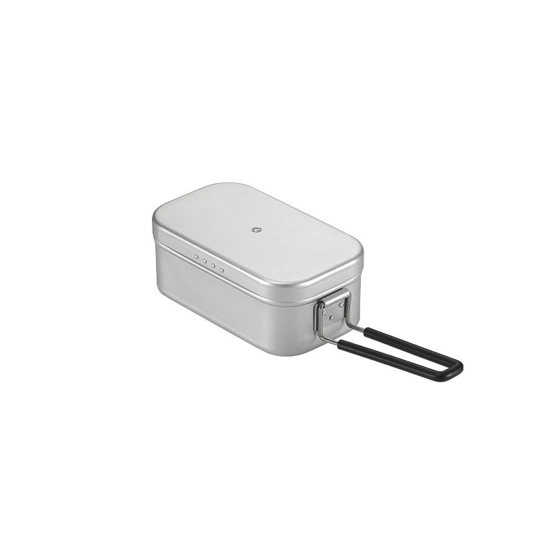 Custom logo durable camping silver metal lunch box Alumina camping cookware portable camping food container with handle