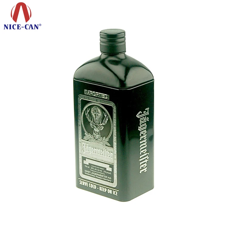 Nice-can Factory Wine Bottle Shape Tin Box Custom Printed Metal Tin Beverage Bottle Alcohol Whisky Tin Can