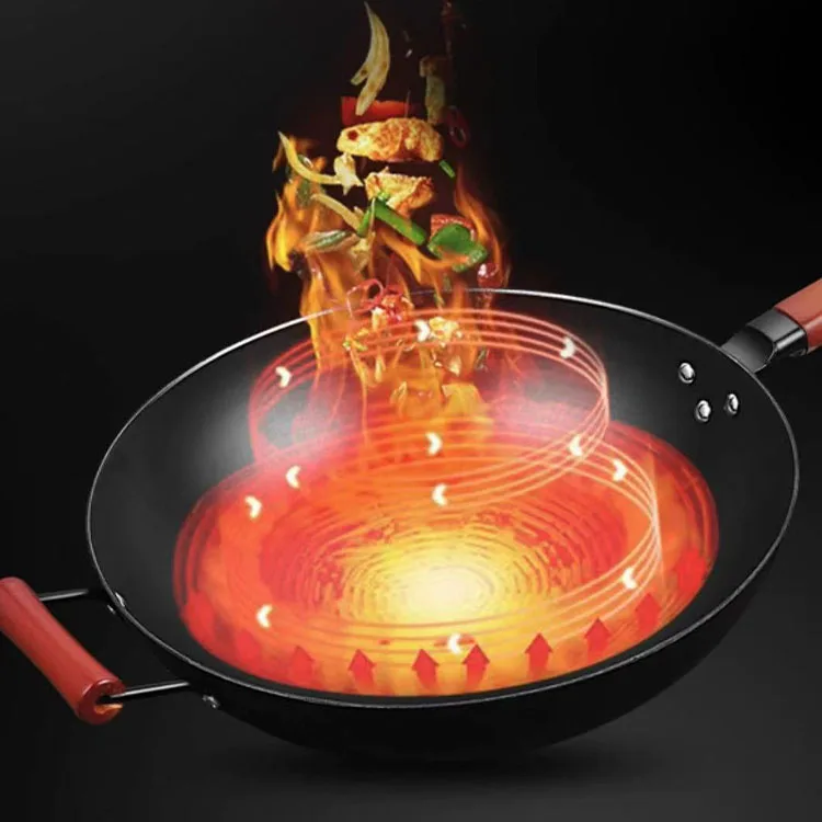 High Quality Frying Household With Glass Cover Home-use Cookware Quantum Iron Wok