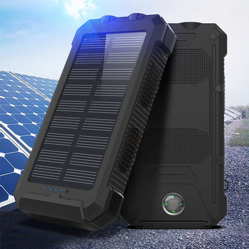 powerbanks 20000mAh waterproof solar battery portable mobile phone chargers power banks