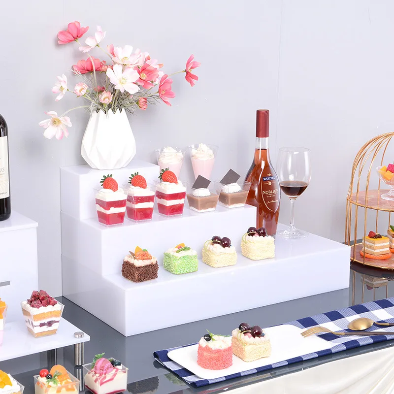 Acrylic Buffet Food Stand Dessert Table Cold Meal Tea Break Display Riser Cube Stand For Wedding Christmas Centerpiece